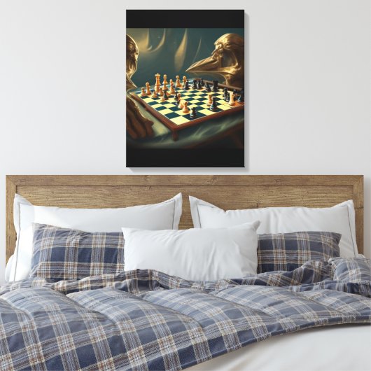 AI Art Chess Playing sich selbst 2023 Leinwanddruck (Insitu (Schlafzimmer))