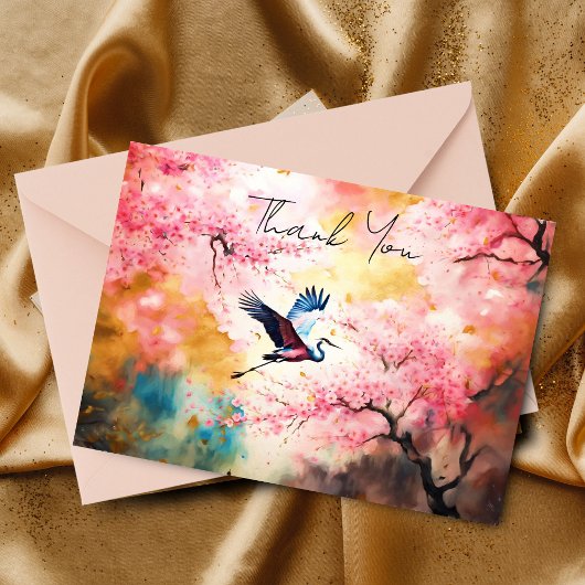 ai art crane fliegen in Kirschblüten Vielen Dank