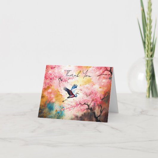 ai art crane fliegen in Kirschblüten Vielen Dank (Vorderseite)