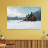 Ai Art Gallery™ - Blockhütte am kalten Wintertag Leinwanddruck (Insitu (Wohnzimmer))