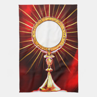 AI Art gesegnet Sacrament Host in einem Monstranz  Geschirrtuch
