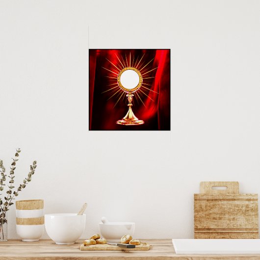 AI Art gesegnet Sacrament Host in einem Monstranz Poster (Küche)