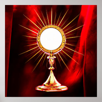 AI Art gesegnet Sacrament Host in einem Monstranz Poster