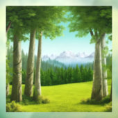AI Art Green Forest Mountain Landschaft Fensteraufkleber (Blatt 3)