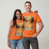 AI Art Morning Sunrise Beach Palm Tree T - Shirt (Unisex)