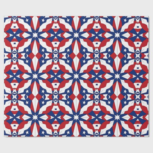 AI Art Patriotic American Design White Stars Geschenkpapier (Flach)