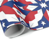 AI Art Patriotic American Design White Stars Geschenkpapier (Rolleneckpunkt)
