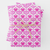 AI Art Pink Hearts White Wrapping Paper Geschenkpapier Set (Beispiel)