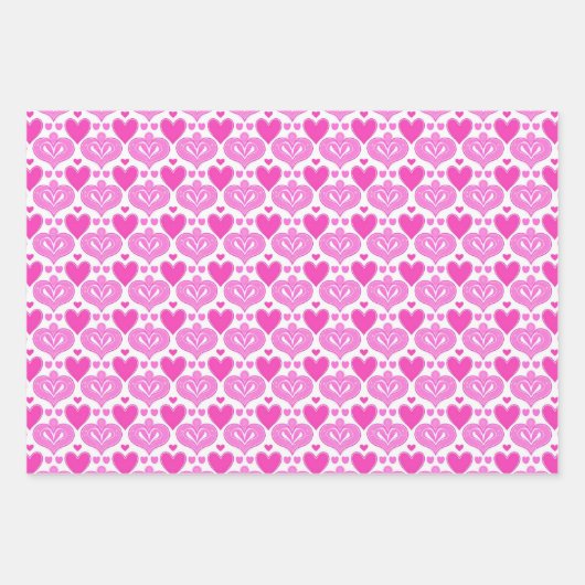 AI Art Pink Hearts White Wrapping Paper Geschenkpapier Set (Vorderseite)