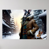 AI Art Rabbit Explorer mit seinem Sohn in einer Sc Poster (Vorne)