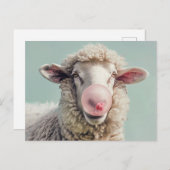 AI ART Schafe blasen rosa Kaublase Postkarte (Vorne/Hinten)