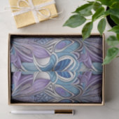 AI Art Silver Blue Lavender Türkis Seidenpapier (Geschenk)
