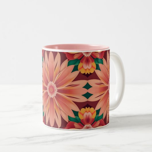 AI Art Tropical Blume Zwei-Tonen-Tasse Zweifarbige Tasse (VorderseiteRechts)