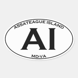 AI - Assateague Insel-Oval-Logo Ovaler Aufkleber