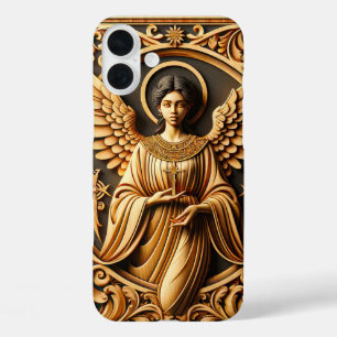 AI Beautiful Woodworked Angel iPhone 16 Plus Hülle