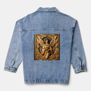 AI Beautiful Woodworked Angel Jeansjacke