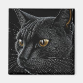 AI Black Cat mit gelben Augen Magnet (Vorne)