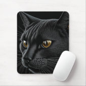 AI Black Cat mit gelben Augen Mousepad (Mit Mouse)