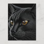 AI Black Cat mit gelben Augen Postkarte (Vorderseite)
