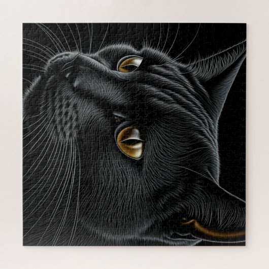 AI Black Cat mit gelben Augen Puzzle (Horizontal)