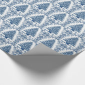 AI Blue Toile Weihnachtsbaum Wrapping Paper Geschenkpapier (Ecke)