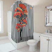 AI-Blume-Tree auf schwarzem und weißem vertikalen  Duschvorhang (Beispiel)