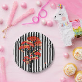 AI-Blume-Tree auf schwarzem und weißem vertikalen Pappteller (Party)