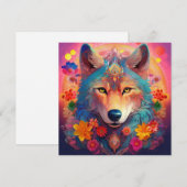 AI Blume Wolf Feiertagskarte (Vorne/Hinten)