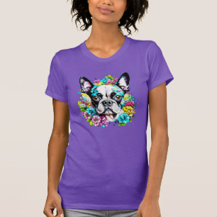 Ai Boston Terrier umgeben von Blumen T-Shirt