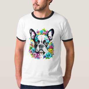 Ai Boston Terrier umgeben von Blumen T-Shirt