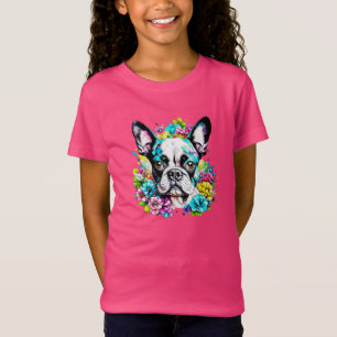 Ai Boston Terrier umgeben von Blumen T-Shirt