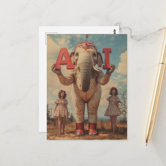 AI Circus Elephant Postkarte (Vorderseite/Rückseite Beispiel)