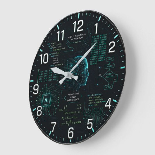 AI Coding Programming Computer Science Software Große Wanduhr (Winkel)