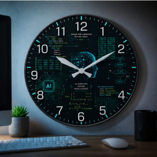 AI Coding Programming Computer Science Software Große Wanduhr