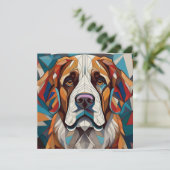 AI Cubism Dog Feiertagskarte (Stehend Vorderseite)