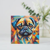 AI Cubism Dog Feiertagskarte (Stehend Vorderseite)