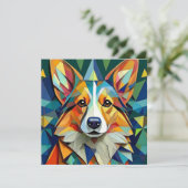 AI Cubism Dog Feiertagskarte (Stehend Vorderseite)