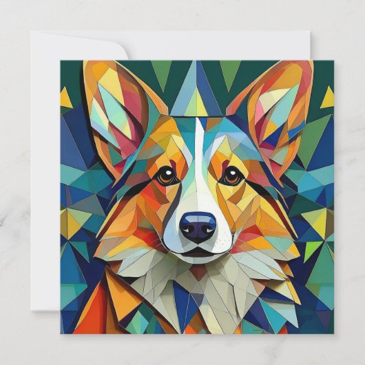 AI Cubism Dog Feiertagskarte (Vorderseite)