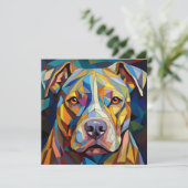 AI Cubism Dog Feiertagskarte (Stehend Vorderseite)