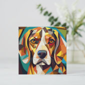 AI Cubism Dog Feiertagskarte (Stehend Vorderseite)