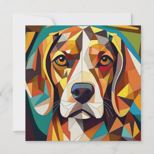 AI Cubism Dog Feiertagskarte (Vorderseite)