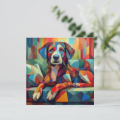 AI Cubism Dog Feiertagskarte (Stehend Vorderseite)