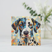 AI Cubism Dog Feiertagskarte (Stehend Vorderseite)