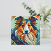AI Cubism Dog Feiertagskarte (Stehend Vorderseite)