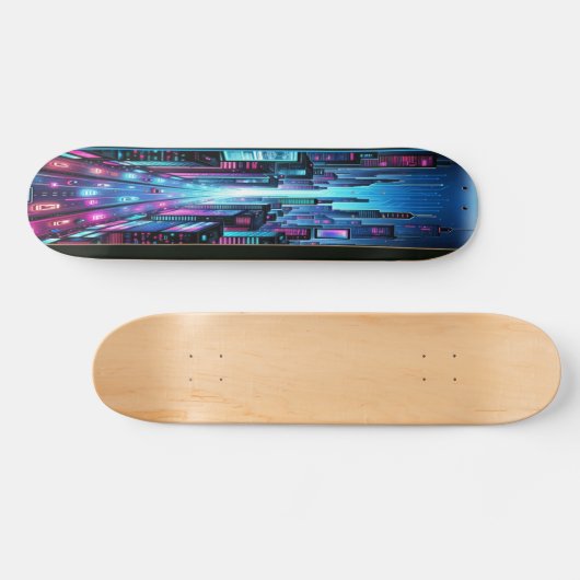 AI Cyber City Skateboard (Horizontal)