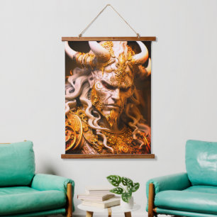 Ai Demon Wandteppich Mit Holzrahmen