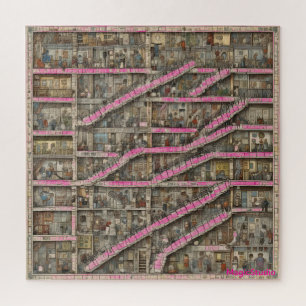 AI Detaillierte Puzzle mit mehreren Mini-Räumen