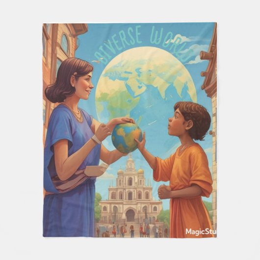 AI Diverse World Blanket Fleecedecke (Vorderseite)