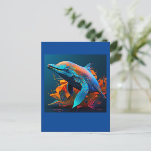 AI DOLPHIN SWIM #1 POSTCARD POSTKARTE (Stehend Vorderseite)