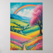 AI Dreamy Colorful Rainbow Vertikale Landschaft Poster (Vorne)